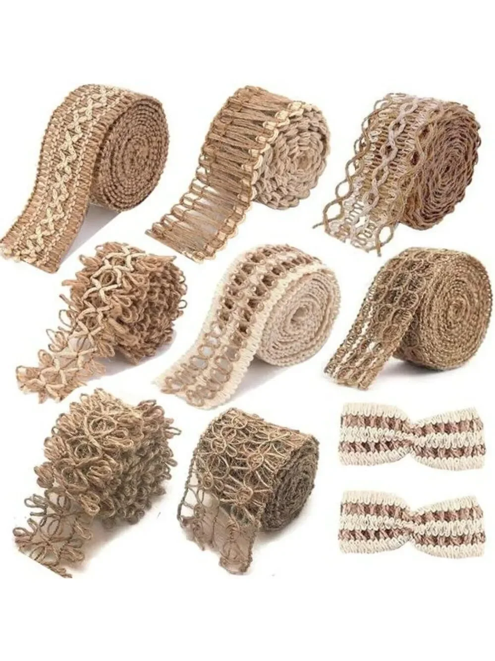 Rustic Jute Lace Ribbon 8 Rolls 17 6 Yards Burlap Ribbon for Crafts Wedding Deco